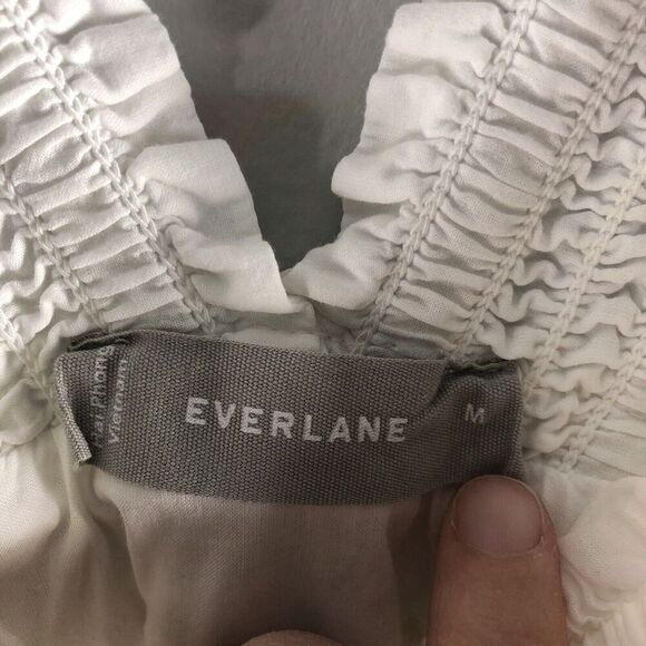 Everlane Size‎ Medium White Eyelet Dress Sleeveless Smocked Shift Sleeveless - Picture 7 of 16